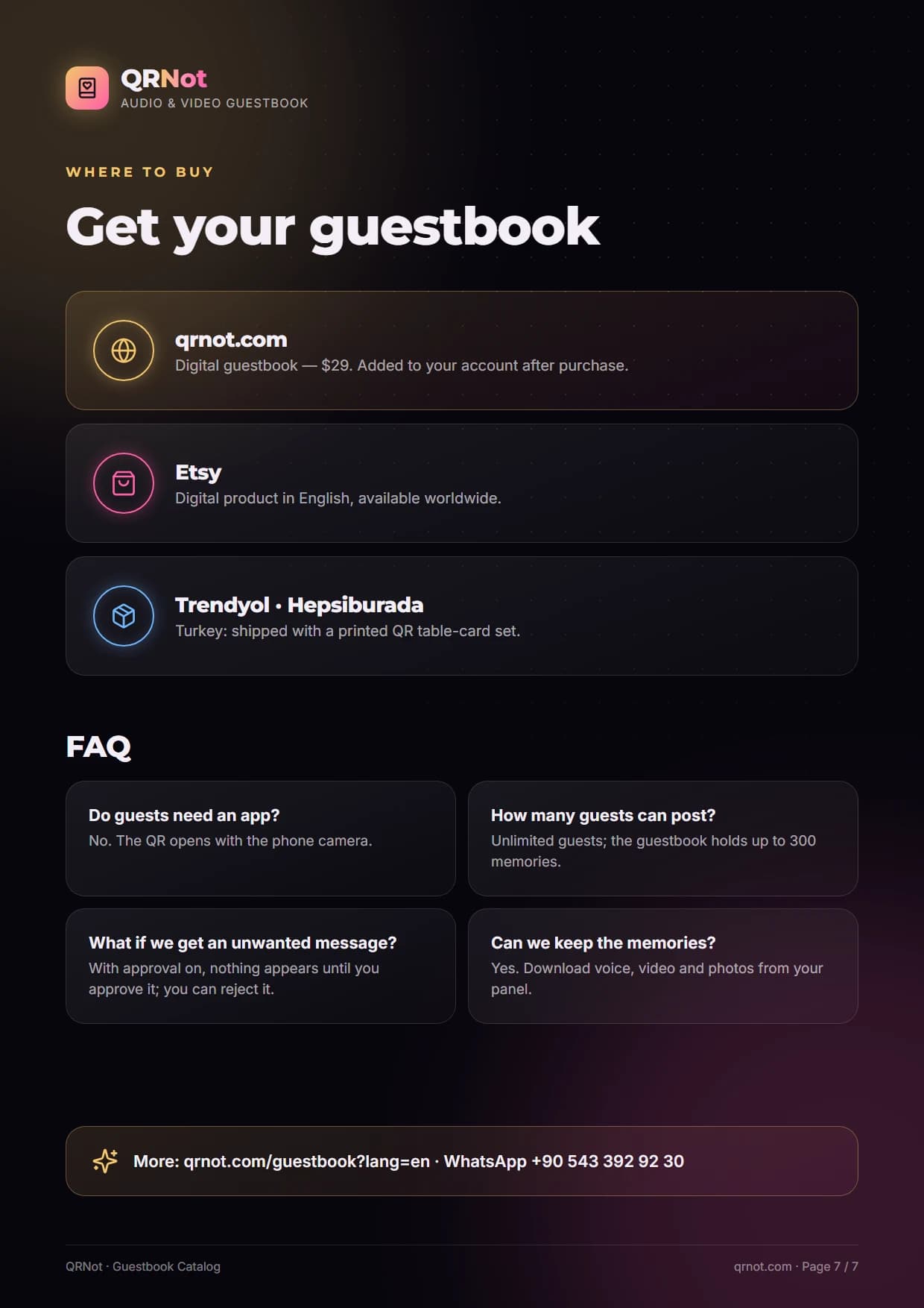 QRNot guestbook catalog — Where to buy