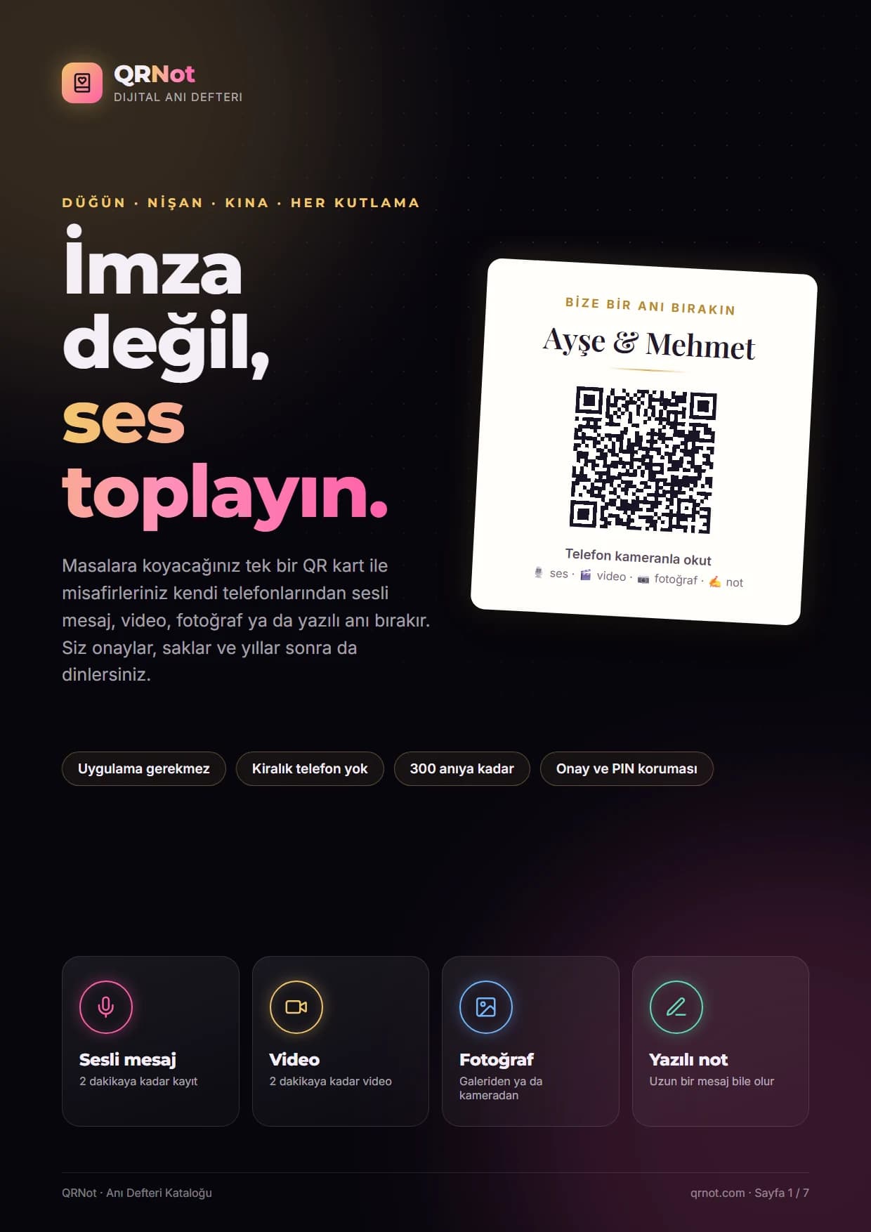 QRNot anı defteri kataloğu — Kapak
