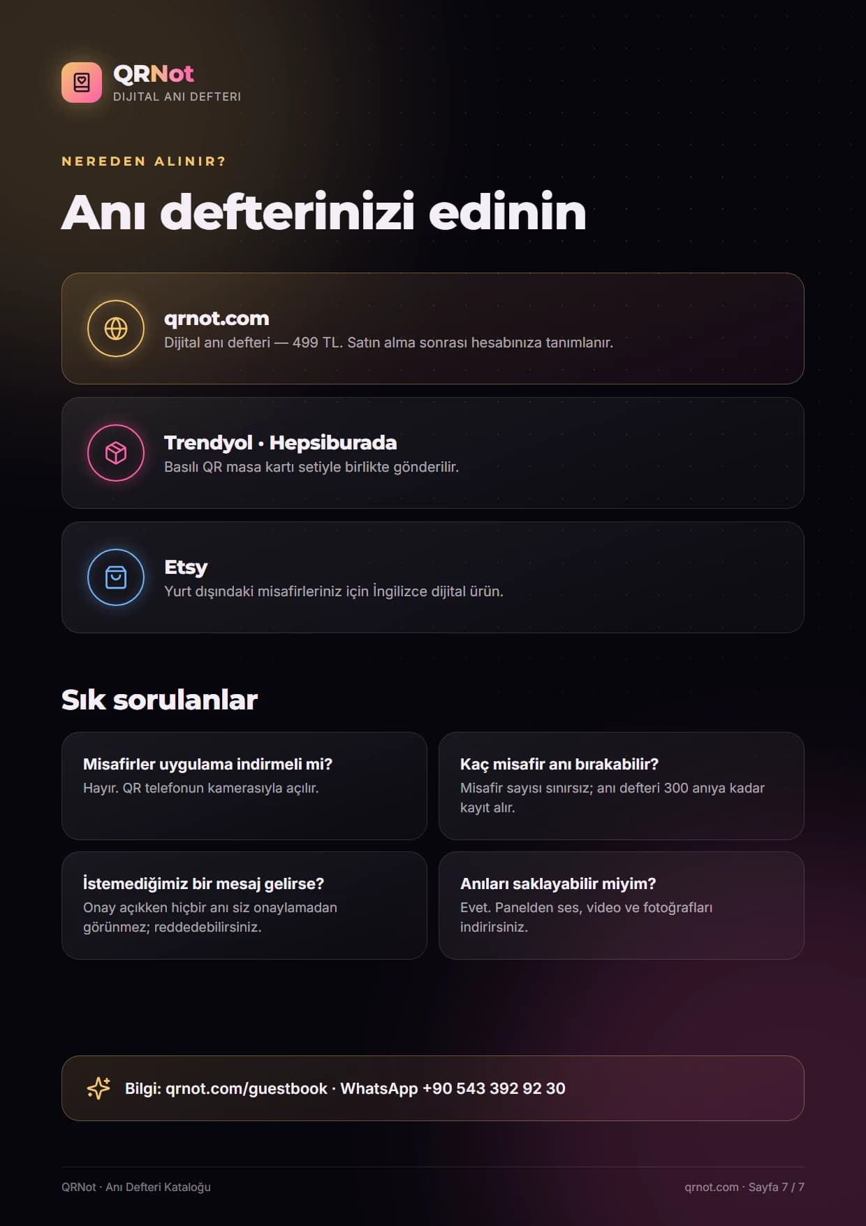 QRNot anı defteri kataloğu — Nereden alınır