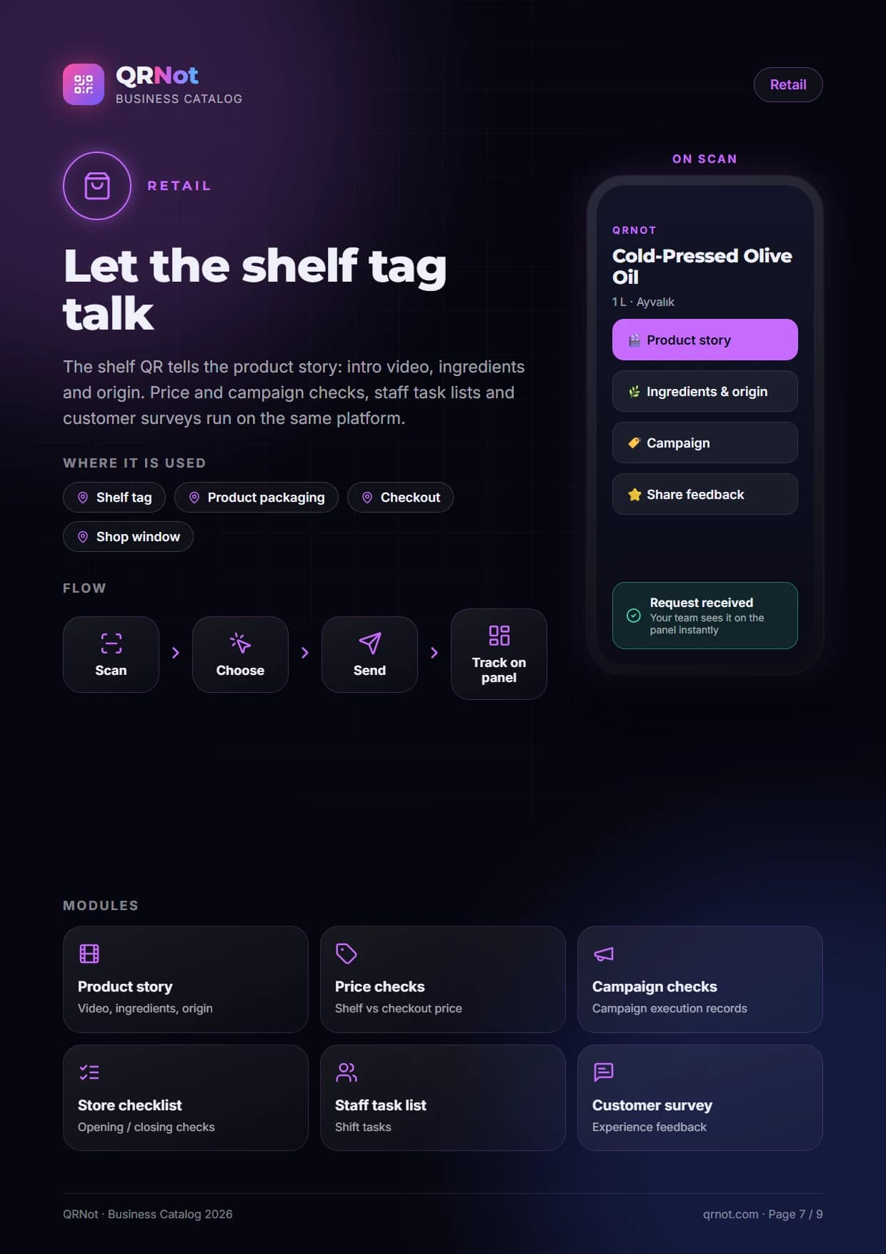 QRNot business catalog — Retail