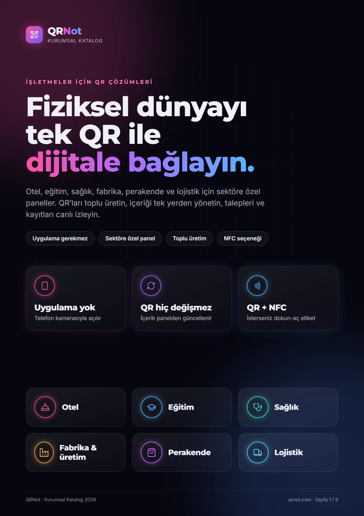 QRNot kurumsal katalog — Kapak