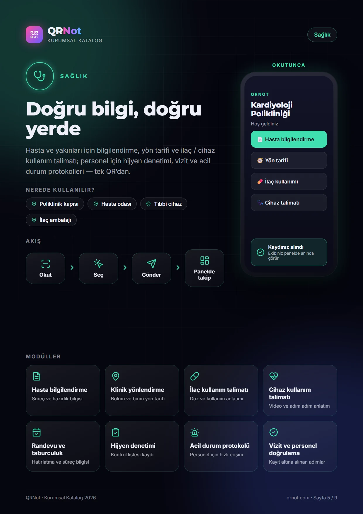 QRNot kurumsal katalog — Sağlık