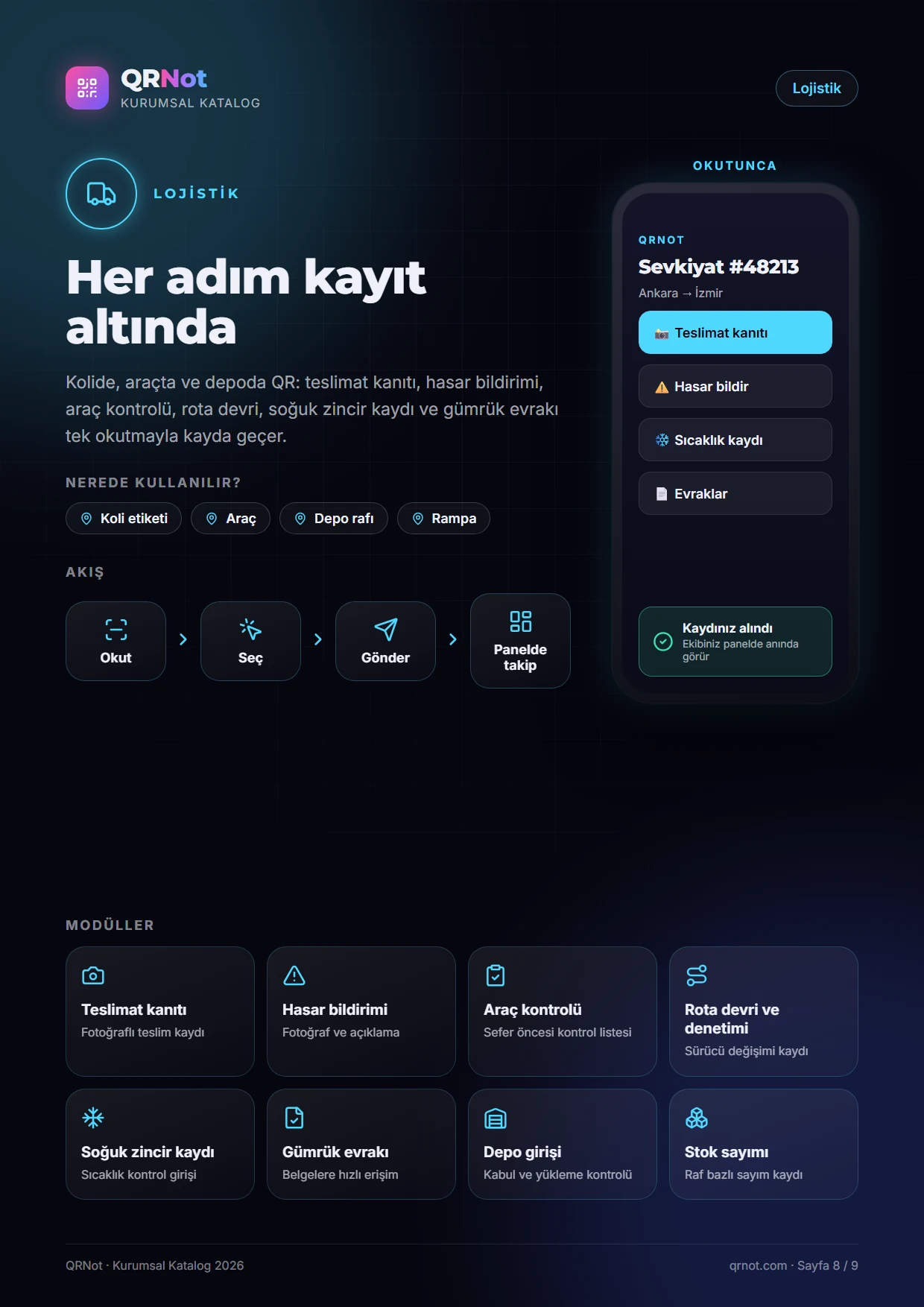 QRNot kurumsal katalog — Lojistik